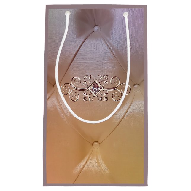 Sacola Para Presentes Pequena Posh pintuck satin e diamante (Frente)