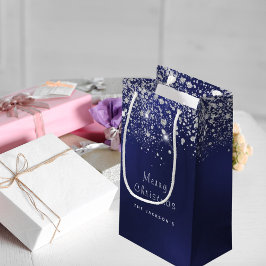 Sacola Para Presentes Pequena Prata azul-natalina