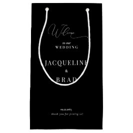 Sacola Para Presentes Pequena Preto Elegante e Casamento Branco Favorito Obrigad