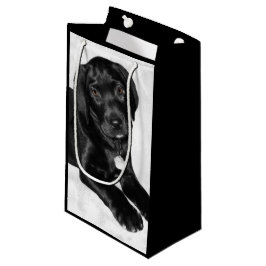 Sacola Para Presentes Pequena Preto Labrador do amor de filhote de cachorro