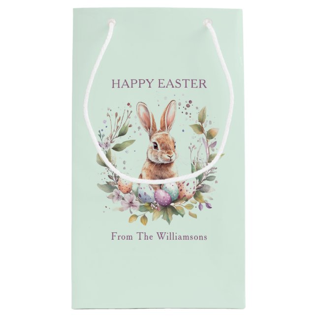 Sacola Para Presentes Pequena Primavera Bunny Easter Egreath Personalizado (Verso)
