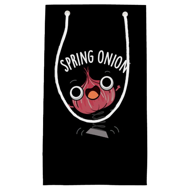 Sacola Para Presentes Pequena Primavera Onion Funny Veggie Pun Dark BG (Frente)