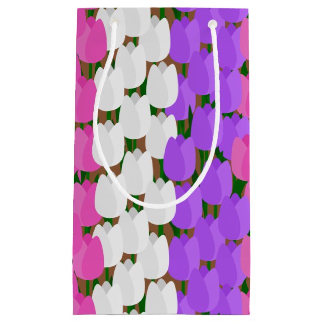 Sacola Para Presentes Pequena Primavera Tulip Field (Frente)