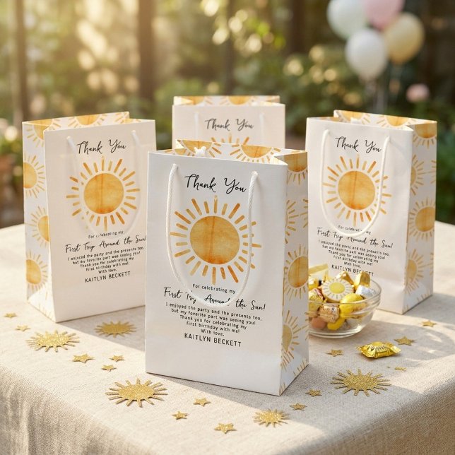 Sacola Para Presentes Pequena Primeira viagem em torno do primeiro aniversario d (Criador carregado)