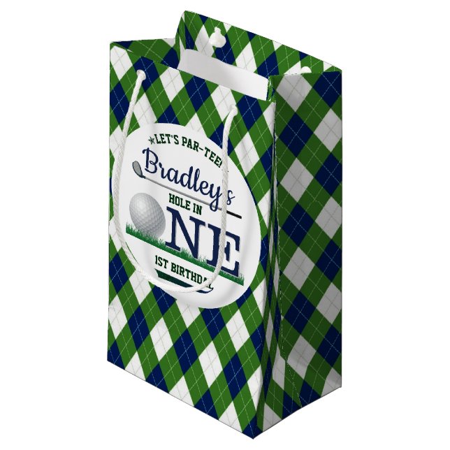 Sacola Para Presentes Pequena Primeiro aniversario de Golf PAR-TEE (Frente inclinada)