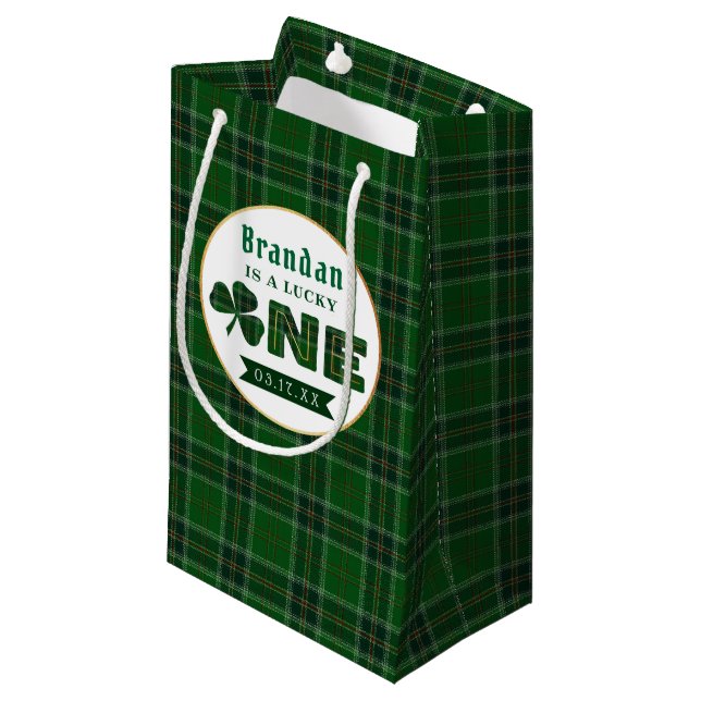 Sacola Para Presentes Pequena Primeiro aniversario de Shamrock (Frente inclinada)