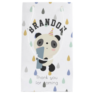 Sacola Para Presentes Pequena Primeiro Aniversário do Panda Cute Personalizável