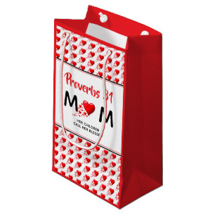 Sacola Para Presentes Pequena Provérbios 31 Corações Vermelhos Mãe