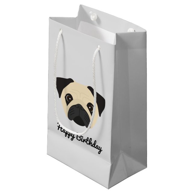 Sacola Para Presentes Pequena Pug Small Gift Bag (Frente inclinada)