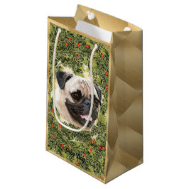 Sacola Para Presentes Pequena Pug Wreath