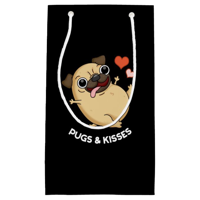 Sacola Para Presentes Pequena Pugs E Beija Cachorro Engraçado Pun Dardo BG (Frente)