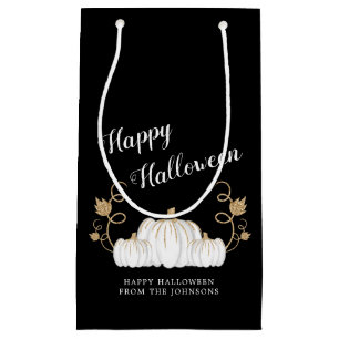 Sacola Para Presentes Pequena Pumpkin Branco e Bonito Feliz Dia das Bruxas Negro