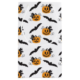Sacola Para Presentes Pequena Pumpkin E Bat Patterno Jack O Lanterna Laranja