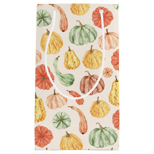 Sacola Para Presentes Pequena Pumpkin Gourd Autumn Baby Shower (Frente)