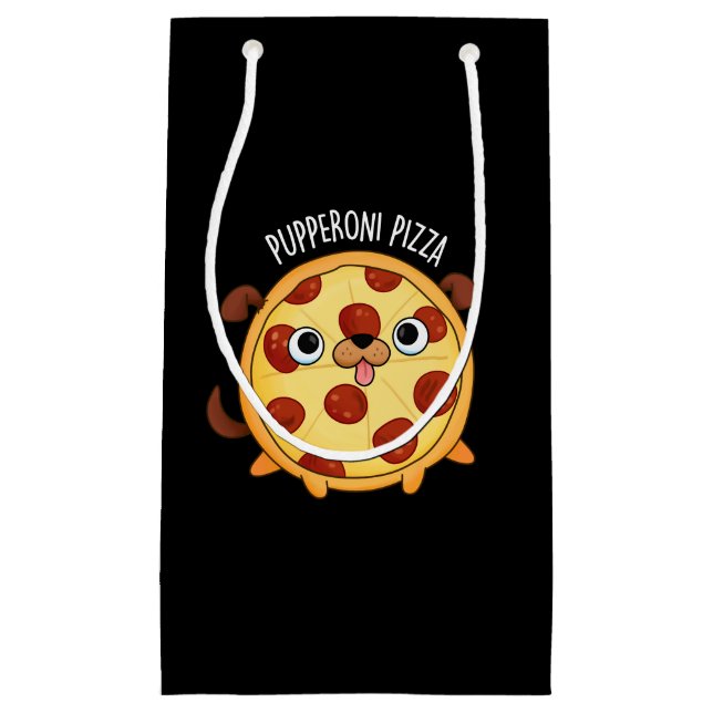 Sacola Para Presentes Pequena Pupperoni Pizza Funny Pizza Dark BG (Frente)