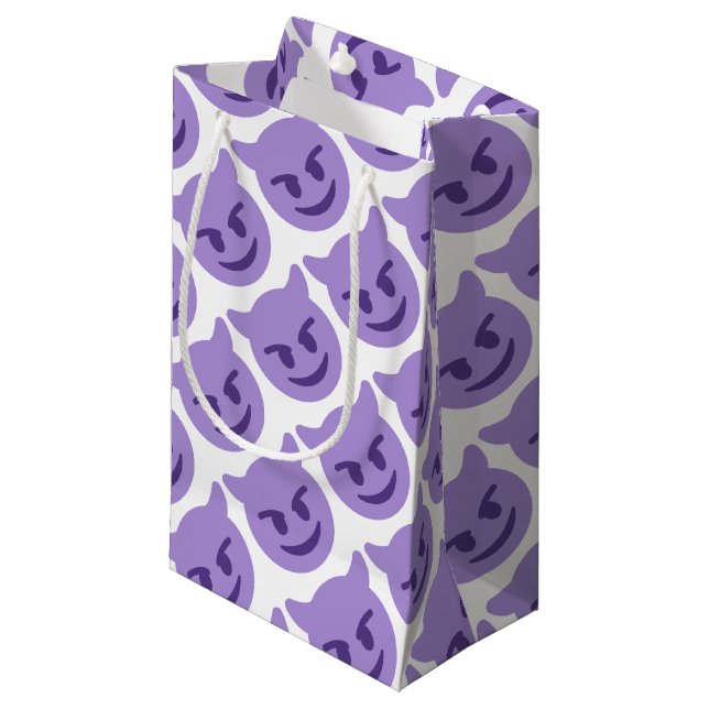 Sacola Para Presentes Pequena Purple Devil Emoji (Frente inclinada)