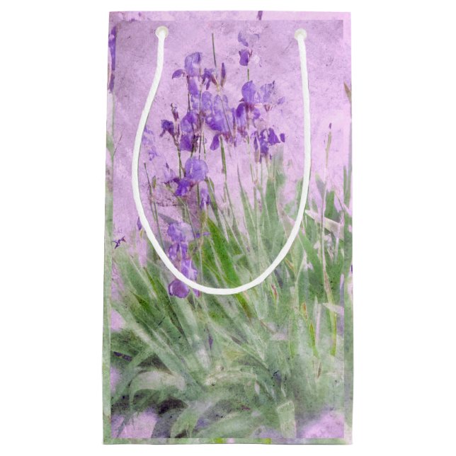 Sacola Para Presentes Pequena Purple Irises Watercolor - (Frente)