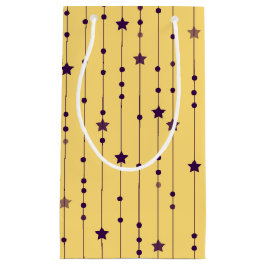 Sacola Para Presentes Pequena Purple Stars Yellow Pop Art Holiday