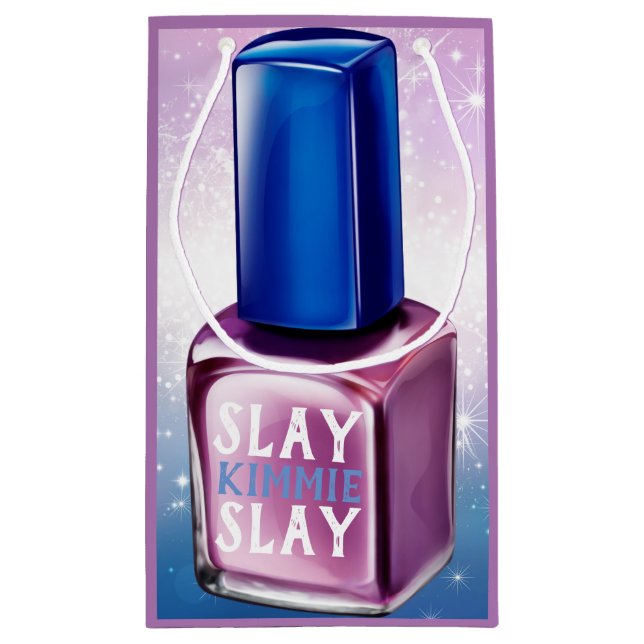 Sacola Para Presentes Pequena Púrpura polonesa unha| Azul e faíscas| Spa Persona (Verso)