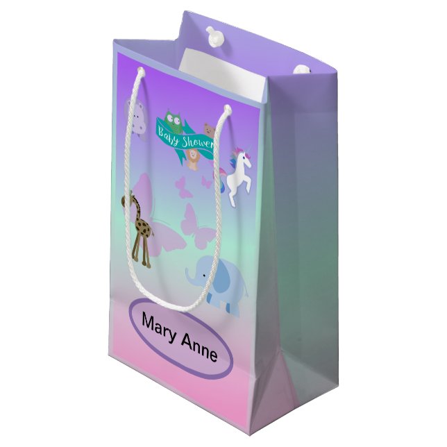 Sacola Para Presentes Pequena Púrpura rosada Chá de fraldas de Parada de Critéri (Frente inclinada)