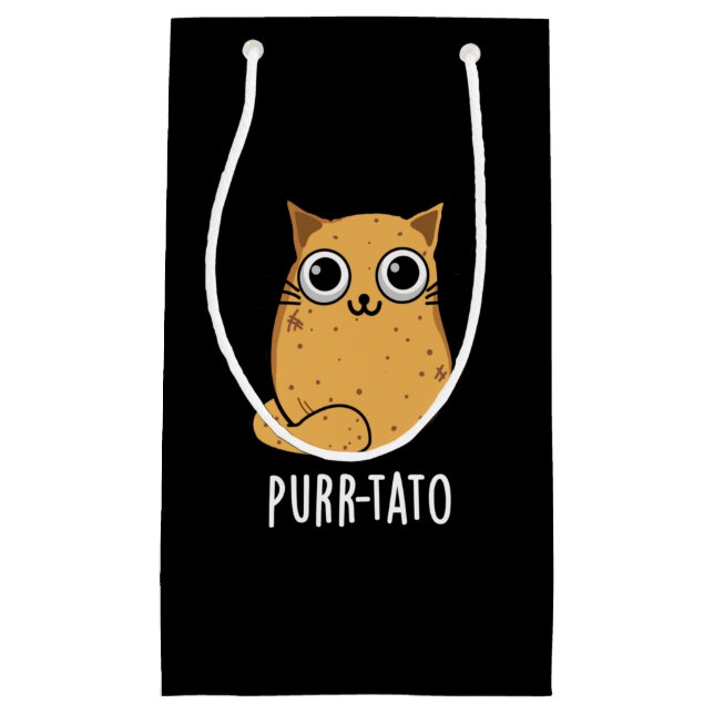 Sacola Para Presentes Pequena Purr-tato Funny Cat Batata Negra (Frente)