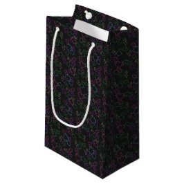 Sacola Para Presentes Pequena Puzzles - Contorno de Verão Fundo Preto