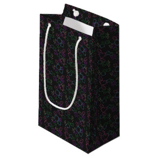 Sacola Para Presentes Pequena Puzzles - Contorno de Verão Fundo Preto
