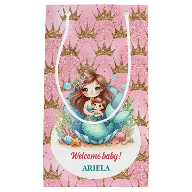 Sacola Para Presentes Pequena Querida Pequena Sereia Doce (Frente)