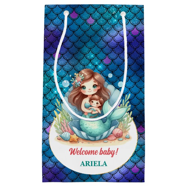 Sacola Para Presentes Pequena Querida Pequena Sereia Doce (Frente)