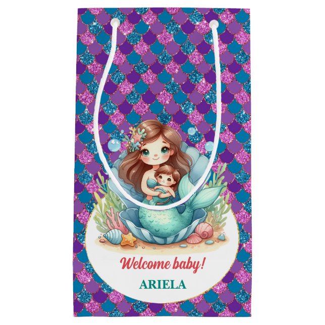 Sacola Para Presentes Pequena Querida Pequena Sereia Doce (Frente)