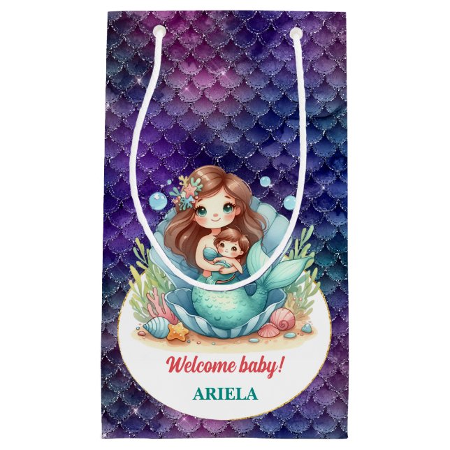 Sacola Para Presentes Pequena Querida Pequena Sereia Doce (Frente)