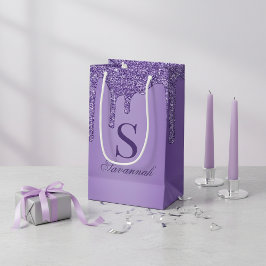 Sacola Para Presentes Pequena Quic Sparkle Purple Glitter Drives Monograma
