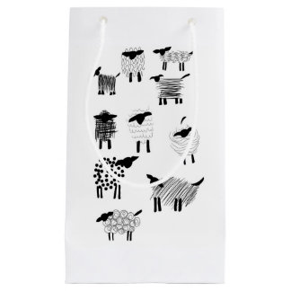 Sacola Para Presentes Pequena Rabiscos de ovelhas