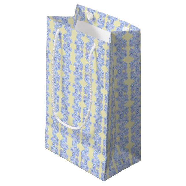 Sacola Para Presentes Pequena Ramos de Buquês Azuis (Frente inclinada)