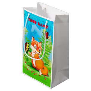Sacola Para Presentes Pequena raposa e borboleta