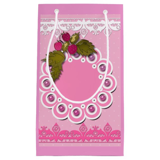 Sacola Para Presentes Pequena Raspagem rosa (Frente)