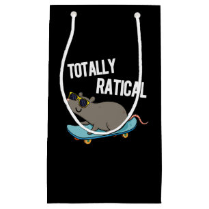 Sacola Para Presentes Pequena Rato Engraçado Totalmente Ratical Pun Dark BG