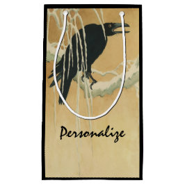 Sacola Para Presentes Pequena Raven em um galho de árvore