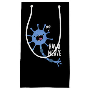 Sacola Para Presentes Pequena Rawr Nerve Funny Neuron Nerve Pun Dark BG