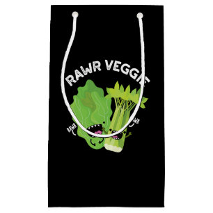 Sacola Para Presentes Pequena Rawr Veggie Funny Comida Pun Dark BG