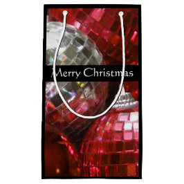 Sacola Para Presentes Pequena Red Baubles Feliz Natal preto