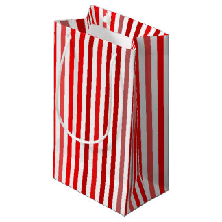 Sacola Para Presentes Pequena Red, Borgonha e White Stripes