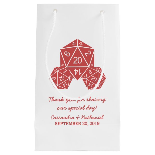 Sacola Para Presentes Pequena Red D20 Dice Wedding Gift Bag (Frente)