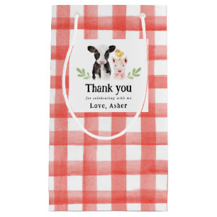Sacola Para Presentes Pequena Red Gingham, Animais De Criação