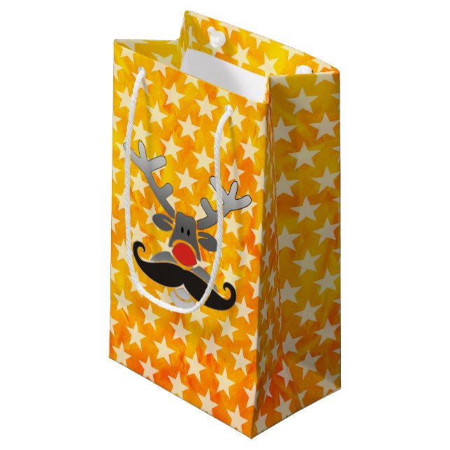 Sacola Para Presentes Pequena Red Nosed com bigode + sua ideia (Frente inclinada)