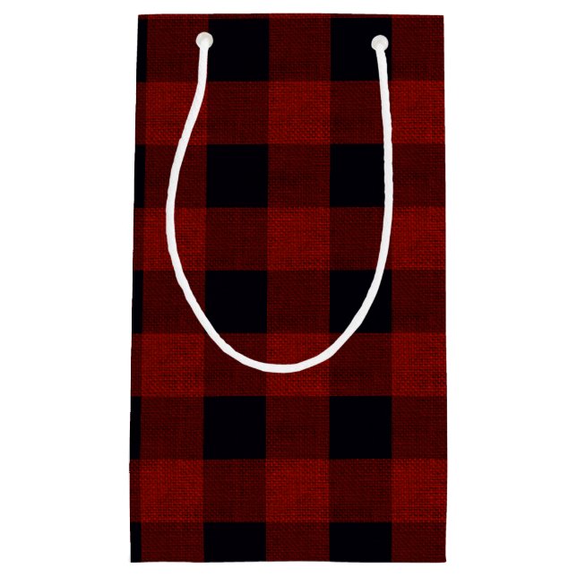 Sacola Para Presentes Pequena Red Plaid (Frente)