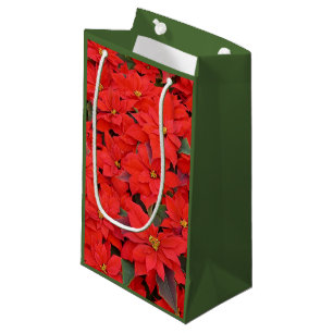 Sacola Para Presentes Pequena Red Poinsettias I Festa Floral de Natal