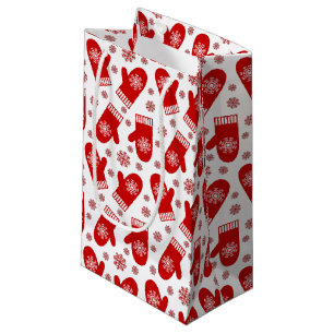 Sacola Para Presentes Pequena Red Snowflake Mittens Natal
