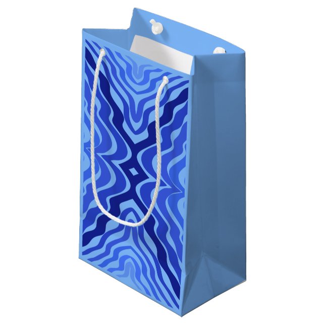 Sacola Para Presentes Pequena Refletor Blue Waves Moderna Design abstrato (Frente inclinada)