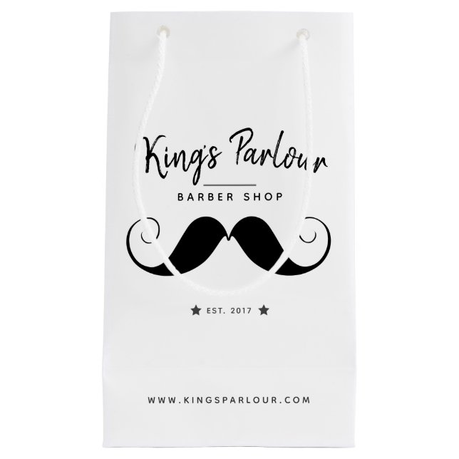 Sacola Para Presentes Pequena Refletor Mustache - Merchandise Compre Barber (Frente)